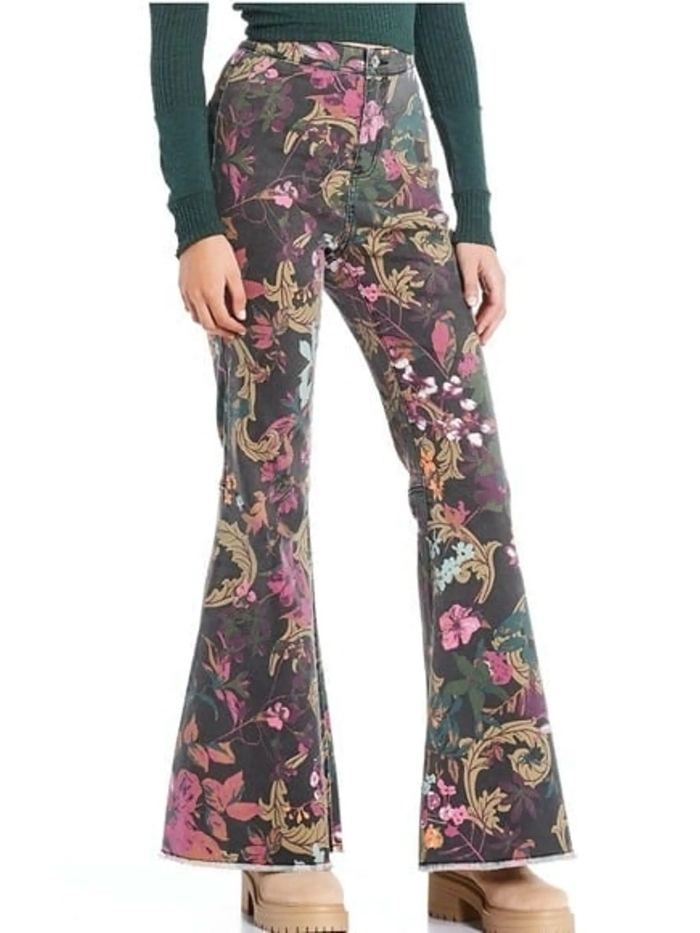 Chelsea & Violet Bohemian Floral High-Rise Flare Denim